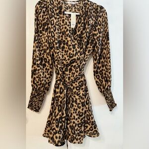 Francesca's Collections Animal Print Long Sleeve Dress